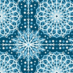 Blue Mandala Geometric Abstract Design 