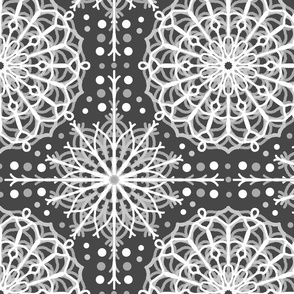 Gray Boho Mandala Geometric Abstract Design 
