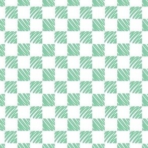 Micro Small - Gingham Check - Happy Skies - Simple and Classic Picnic Plaid - Mint Green x White