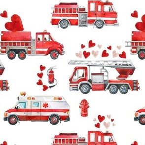 Love to the Rescue - Valentine Fire Trucks and Hearts