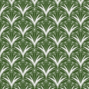 Floral Arches Water Irises Art Nouveau Style Olive Green