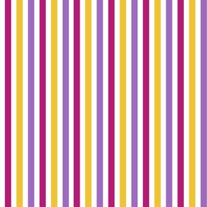 Pretty and Bold Vertical Stripe Lilac, Pink and Yellow Larger Scale