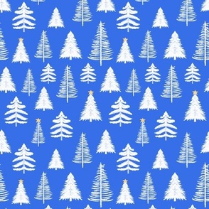 Christmas Trees on blue