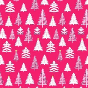 Christmas Trees on hot pink