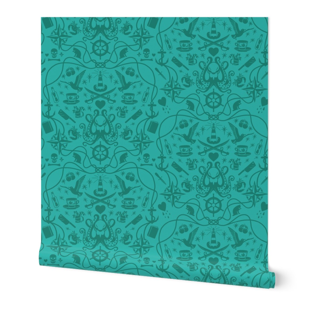 Blackbeard Damask Teal