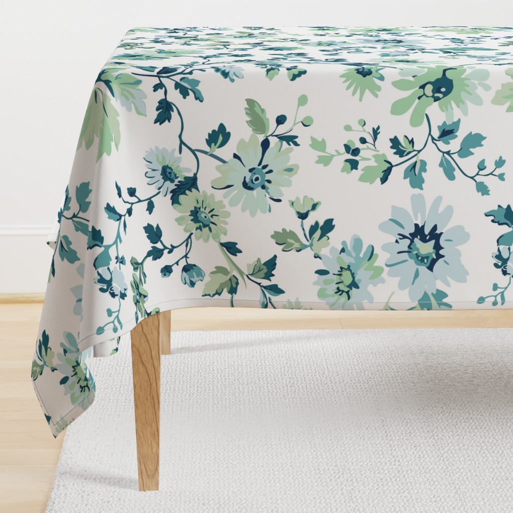 Fresh Spring Floral in Teal and Aqua