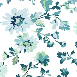 Fresh Spring Floral in Teal and Aqua