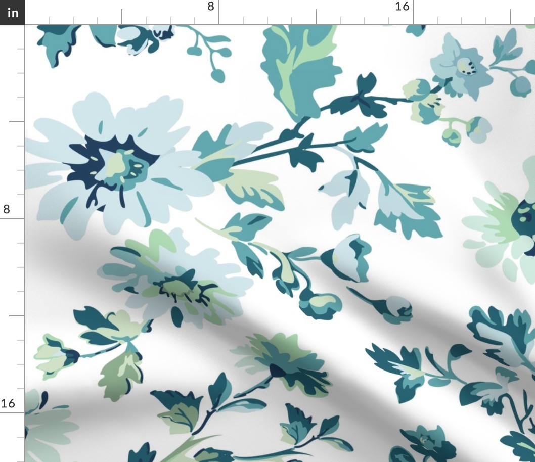 Fresh Spring Floral in Teal and Aqua