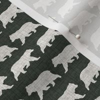 Bears on Linen - Ditsy -  Dark Green and Cream Animal Rustic Cabincore Boys Masculine Men Outdoors Nursery Baby Bear Cabincore