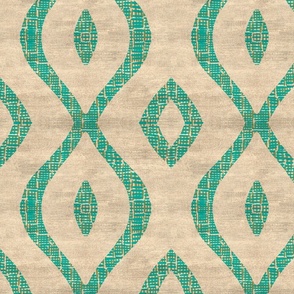 Mid-Century Ogee Teal Blue and Green