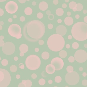 MEDIUM - Bubbles of various sizes with blurry edges inspired by sun flares - Sage Green Peachy Rose
