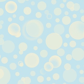 MEDIUM - Bubbles of various sizes with blurry edges inspired by sun flares - Baby Blue Cornsilk Yellow
