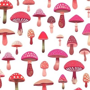 Mushrooms pink on white