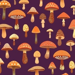 Mushrooms orange on purple