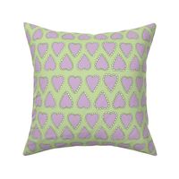Scalloped Hearts - Small - Pastel Green and Purple