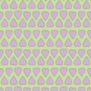 Scalloped Hearts - Small - Pastel Green and Purple