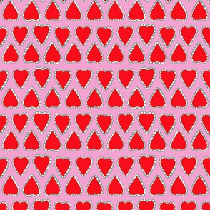 Scalloped Hearts - Small - Lucious Red and Pink