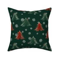 Evergreen Trees and Little Elves Repeating Pattern