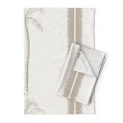 Large - Palm trees and beachy boho stripes sandy beige neutral