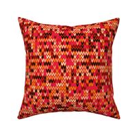 Knitted abstract Scandinavian pattern in red shades