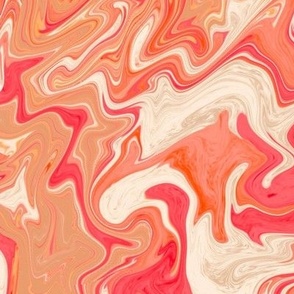 48” half drop marbled, paint pour colour of the year 2024 peach fuzz, coral, salmon, red, cream nondirectional abstract