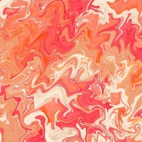 24” half drop marbled, paint pour colour of the year 2024 peach fuzz, coral, salmon, red, cream nondirectional abstract