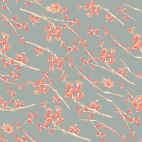 Peach Fuzz - Peach Bliss - All is Branches with -Soft Blue