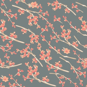 Peach Fuzz - Peach Bliss - All is Branches with buds - Blue Grey