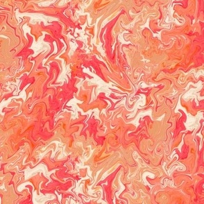 12” half drop marbled, paint pour colour of the year 2024 peach fuzz, coral, salmon, red, cream nondirectional abstract