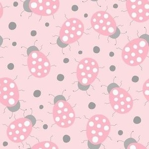Ladybugs / pink gray / 6 in