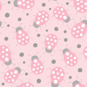 Ladybugs / pink gray / 24 in 