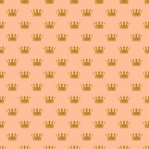 1.5 inch Mini Faux Gold Crowns on Peach Fuzz color of the Year 2024