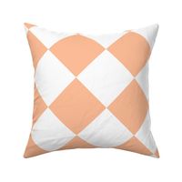 Large Diagonal Diamond Checks in Peach Fuzz Color of the Year 2024 and White 