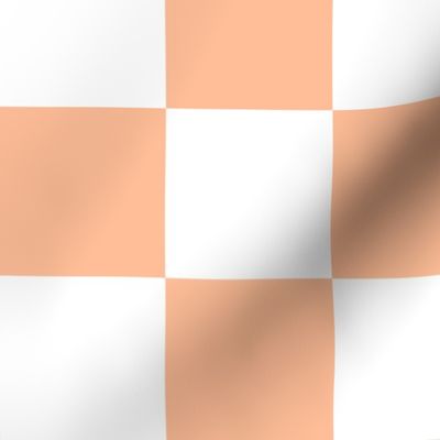 Large Checkerboard Checks in Peach Fuzz Color of the Year 2024 and White 