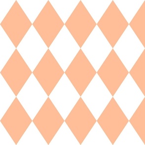 Large Diamond Checks in Peach Fuzz Color of the Year 2024 and White 