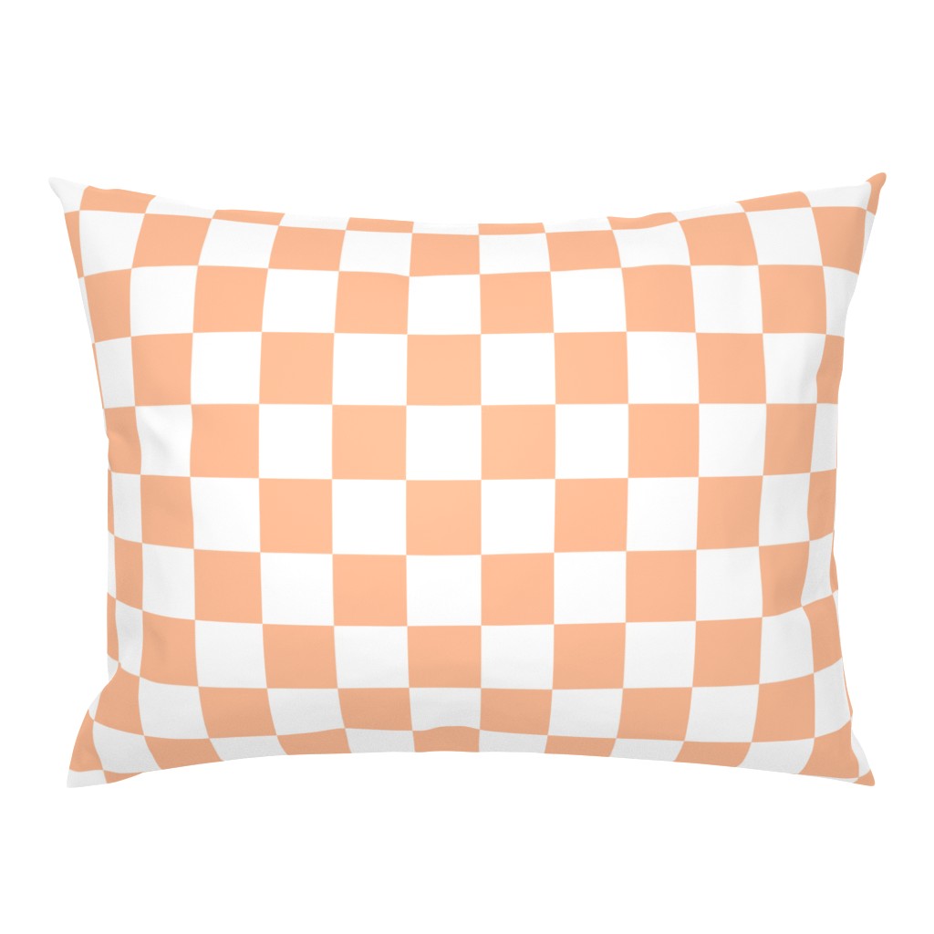 Medium Checkerboard Checks in Peach Fuzz Color of the Year 2024 and White 