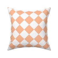 Medium Diagonal Diamond Checks in Peach Fuzz Color of the Year 2024 and White 