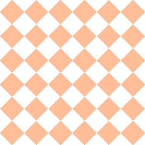 Medium Diagonal Diamond Checks in Peach Fuzz Color of the Year 2024 and White 