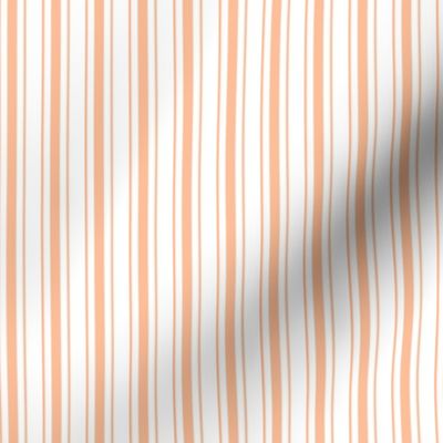 One Inch Mini Mattress Ticking Stripes in Peach Fuzz Color of the Year 2024 on White 