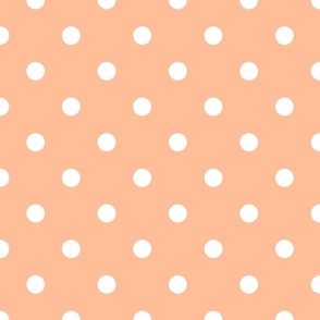 Two Inch Polka Dot Spots in Peach Fuzz Color of the Year 2024 and White 