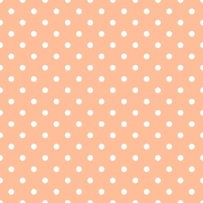 One Inch Polka Dot Spots in Peach Fuzz Color of the Year 2024 and White 