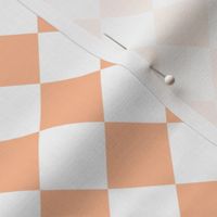 Small Diagonal Diamond Checks in Peach Fuzz Color of the Year 2024 and White 