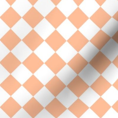 Small Diagonal Diamond Checks in Peach Fuzz Color of the Year 2024 and White 