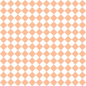 Small Diagonal Diamond Checks in Peach Fuzz Color of the Year 2024 and White 