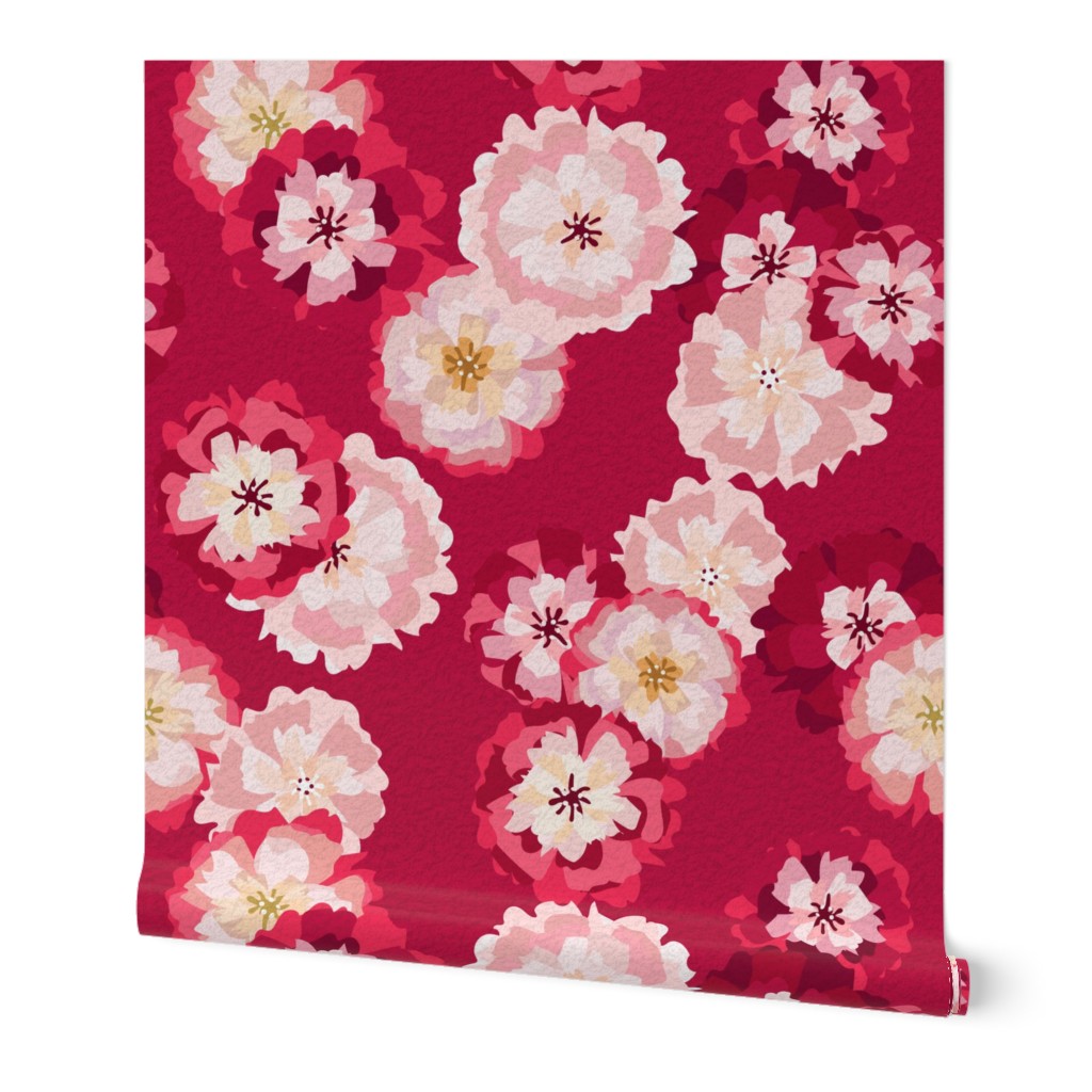Cherry Blossom Floral Buckets - Cerise