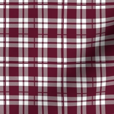 Smaller Scale Team Spirit Football Plaid in Texas A_M Maroon and White
