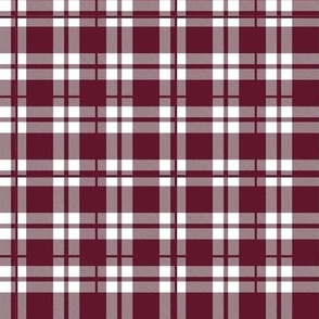 Smaller Scale Team Spirit Football Plaid in Texas A_M Maroon and White