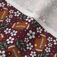Small Scale Team Spirit Football Floral in Texas A_M Maroon and White