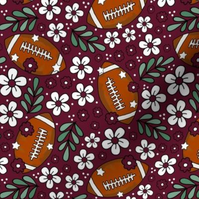 Medium Scale Team Spirit Football Floral in Texas A_M Maroon and White