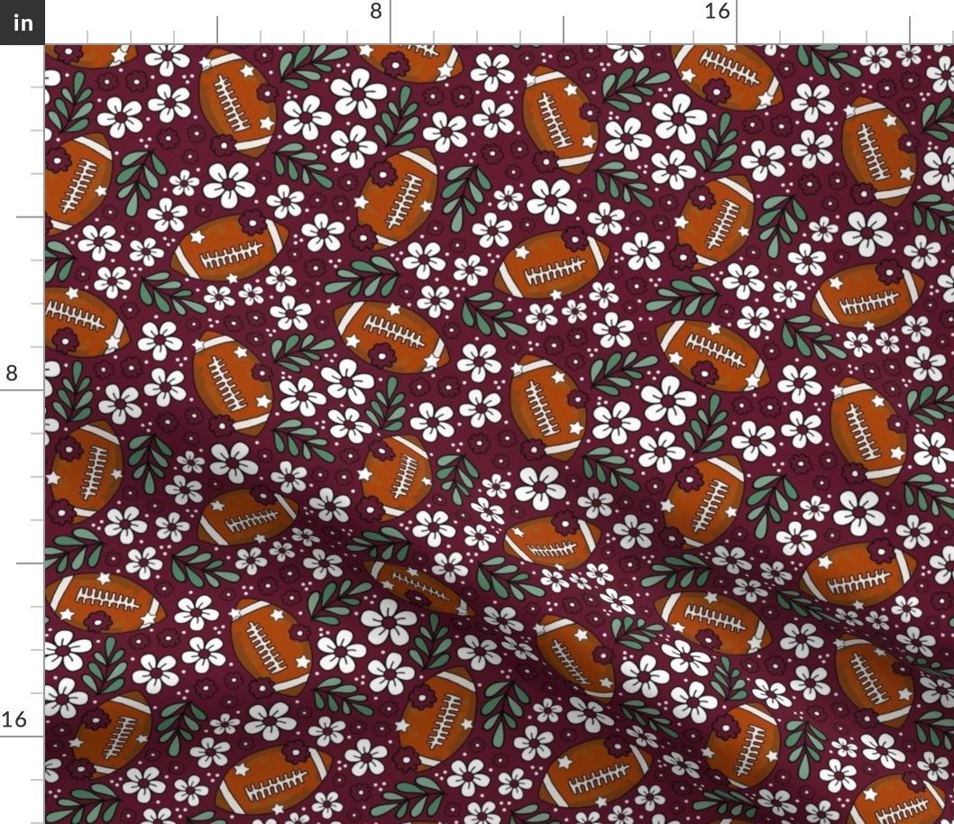 Medium Scale Team Spirit Football Floral in Texas A_M Maroon and White